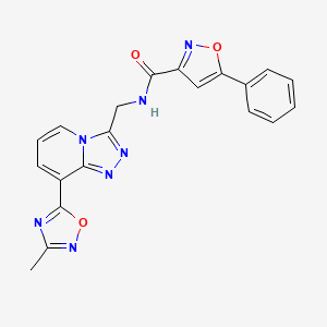 molecular formula C20H15N7O3 B2577044 N-((8-(3-甲基-1,2,4-恶二唑-5-基)-[1,2,4]三唑并[4,3-a]吡啶-3-基)甲基)-5-苯基异恶唑-3-甲酰胺 CAS No. 2034457-57-1