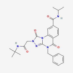 molecular formula C26H30N6O4 B2577052 4-苄基-2-(2-(叔丁基氨基)-2-氧代乙基)-N-异丙基-1,5-二氧代-1,2,4,5-四氢-[1,2,4]三唑并[4,3-a]喹唑啉-8-甲酰胺 CAS No. 1105230-81-6