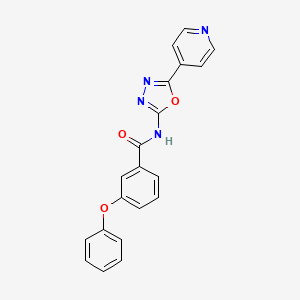 molecular formula C20H14N4O3 B2577060 3-phenoxy-N-(5-pyridin-4-yl-1,3,4-oxadiazol-2-yl)benzamide CAS No. 887867-67-6