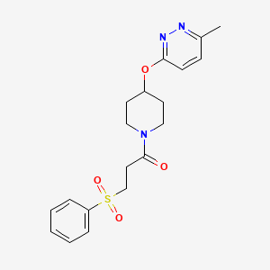 molecular formula C19H23N3O4S B2577064 1-(4-((6-Methylpyridazin-3-yl)oxy)piperidin-1-yl)-3-(phenylsulfonyl)propan-1-one CAS No. 1797856-55-3