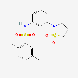 molecular formula C18H22N2O4S2 B2577072 N-(3-(1,1-dioxidoisothiazolidin-2-yl)phenyl)-2,4,5-trimethylbenzenesulfonamide CAS No. 946215-16-3