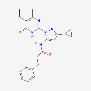 N-(3-cyclopropyl-1-(5-ethyl-4-methyl-6-oxo-1,6-dihydropyrimidin-2-yl)-1H-pyrazol-5-yl)-3-phenylpropanamide