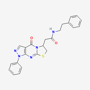 molecular formula C23H21N5O2S B2577086 6-(2-(フェネチルアミノ)アセチル)-1-フェニル-1,4,6,7-テトラヒドロピラゾロ[3,4-d]チアゾロ[3,2-a]ピリミジン-4-オン CAS No. 941889-71-0