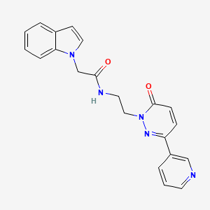 molecular formula C21H19N5O2 B2577089 2-(1H-indol-1-yl)-N-(2-(6-oxo-3-(pyridin-3-yl)pyridazin-1(6H)-yl)ethyl)acetamide CAS No. 1207046-32-9