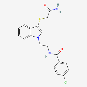 N-(2-(3-((2-amino-2-oxoethyl)thio)-1H-indol-1-yl)ethyl)-4-chlorobenzamide