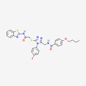 N-((5-((2-(benzo[d]thiazol-2-ylamino)-2-oxoethyl)thio)-4-(4-fluorophenyl)-4H-1,2,4-triazol-3-yl)methyl)-4-butoxybenzamide