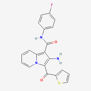 molecular formula C20H14FN3O2S B2577111 2-氨基-N-(4-氟苯基)-3-(噻吩-2-羰基)吲哚并[1,2-a]喹唑啉-1-甲酰胺 CAS No. 898453-66-2