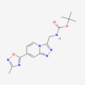 molecular formula C15H18N6O3 B2577113 Tert-butyl ((7-(3-methyl-1,2,4-oxadiazol-5-yl)-[1,2,4]triazolo[4,3-a]pyridin-3-yl)methyl)carbamate CAS No. 2034459-39-5