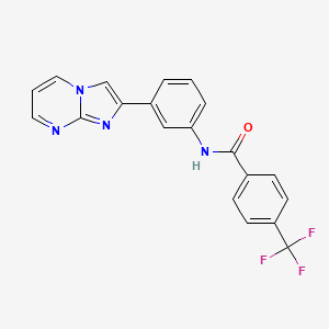 molecular formula C20H13F3N4O B2577120 N-(3-imidazo[1,2-a]pyrimidin-2-ylphenyl)-4-(trifluoromethyl)benzamide CAS No. 863020-30-8