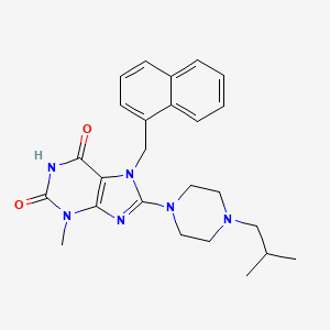 molecular formula C25H30N6O2 B2577126 3-Methyl-8-[4-(2-methylpropyl)piperazin-1-yl]-7-(naphthalen-1-ylmethyl)purine-2,6-dione CAS No. 895847-51-5