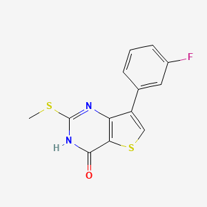 molecular formula C13H9FN2OS2 B2577144 7-(3-fluorophenyl)-2-(methylsulfanyl)thieno[3,2-d]pyrimidin-4(3H)-one CAS No. 1291486-60-6