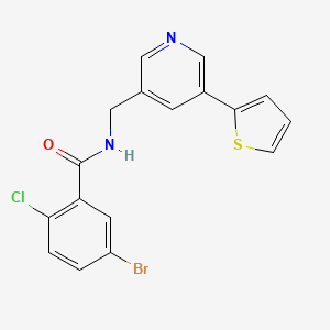 molecular formula C17H12BrClN2OS B2577145 5-溴-2-氯-N-((5-(噻吩-2-基)吡啶-3-基)甲基)苯甲酰胺 CAS No. 2034596-17-1