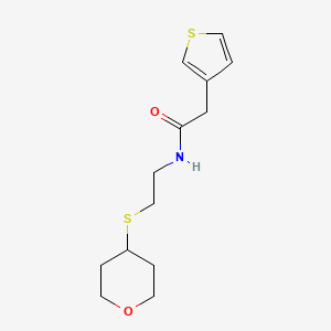 N-(2-((tetrahydro-2H-pyran-4-yl)thio)ethyl)-2-(thiophen-3-yl)acetamide