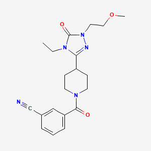 molecular formula C20H25N5O3 B2577153 3-(4-(4-ethyl-1-(2-methoxyethyl)-5-oxo-4,5-dihydro-1H-1,2,4-triazol-3-yl)piperidine-1-carbonyl)benzonitrile CAS No. 1797259-93-8