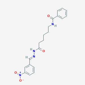 molecular formula C20H22N4O4 B257716 N-{6-[2-(3-nitrobenzylidene)hydrazino]-6-oxohexyl}benzamide 