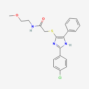 2-((2-(4-chlorophenyl)-5-phenyl-1H-imidazol-4-yl)thio)-N-(2-methoxyethyl)acetamide