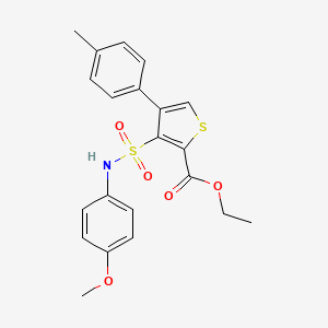 molecular formula C21H21NO5S2 B2577169 3-[(4-甲氧基苯基)磺酰氨基]-4-(4-甲苯基)噻吩-2-羧酸乙酯 CAS No. 946235-08-1