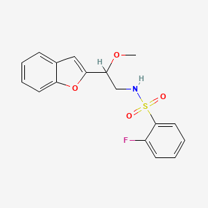 N-(2-(benzofuran-2-yl)-2-methoxyethyl)-2-fluorobenzenesulfonamide