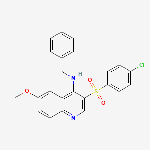 molecular formula C23H19ClN2O3S B2577176 N-benzyl-3-((4-chlorophenyl)sulfonyl)-6-methoxyquinolin-4-amine CAS No. 895641-82-4