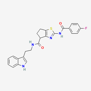 molecular formula C24H21FN4O2S B2577178 N-(2-(1H-indol-3-yl)ethyl)-2-(4-fluorobenzamido)-5,6-dihydro-4H-cyclopenta[d]thiazole-4-carboxamide CAS No. 941926-50-7