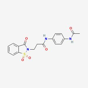 molecular formula C18H17N3O5S B2577189 N-(4-acetamidophenyl)-3-(1,1,3-trioxo-1,2-benzothiazol-2-yl)propanamide CAS No. 899757-74-5