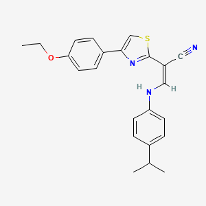 molecular formula C23H23N3OS B2577233 (Z)-2-(4-(4-乙氧基苯基)噻唑-2-基)-3-((4-异丙基苯基)氨基)丙烯腈 CAS No. 1321992-51-1