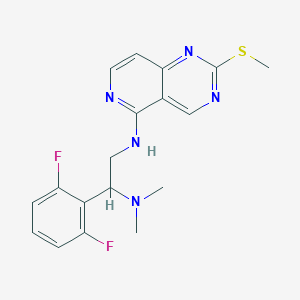 molecular formula C18H19F2N5S B2577237 1-(2,6-Difluorophenyl)-N,N-dimethyl-N'-(2-methylsulfanylpyrido[4,3-d]pyrimidin-5-yl)ethane-1,2-diamine CAS No. 2418726-11-9
