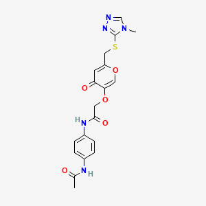 N-(4-acetamidophenyl)-2-((6-(((4-methyl-4H-1,2,4-triazol-3-yl)thio)methyl)-4-oxo-4H-pyran-3-yl)oxy)acetamide