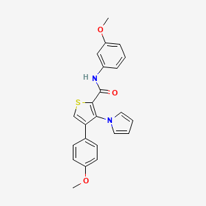 molecular formula C23H20N2O3S B2577272 N-(3-methoxyphenyl)-4-(4-methoxyphenyl)-3-(1H-pyrrol-1-yl)thiophene-2-carboxamide CAS No. 1207021-82-6