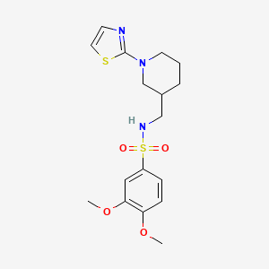 molecular formula C17H23N3O4S2 B2577275 3,4-dimethoxy-N-((1-(thiazol-2-yl)piperidin-3-yl)methyl)benzenesulfonamide CAS No. 1705995-21-6