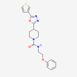 molecular formula C20H22N4O3S B2577285 N-(2-phenoxyethyl)-4-(5-(thiophen-3-yl)-1,3,4-oxadiazol-2-yl)piperidine-1-carboxamide CAS No. 1448136-04-6