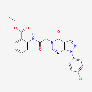 molecular formula C22H18ClN5O4 B2577287 2-(2-(1-(4-氯苯基)-4-氧代-1H-吡唑并[3,4-d]嘧啶-5(4H)-基)乙酰氨基)苯甲酸乙酯 CAS No. 852441-08-8