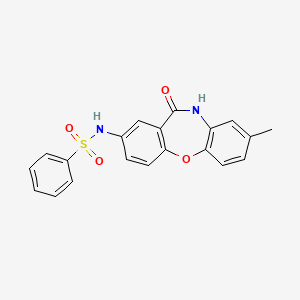 molecular formula C20H16N2O4S B2577292 N-(8-methyl-11-oxo-10,11-dihydrodibenzo[b,f][1,4]oxazepin-2-yl)benzenesulfonamide CAS No. 921897-72-5