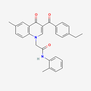molecular formula C28H26N2O3 B2577294 2-(3-(4-ethylbenzoyl)-6-methyl-4-oxoquinolin-1(4H)-yl)-N-(o-tolyl)acetamide CAS No. 898343-31-2