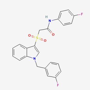 molecular formula C23H18F2N2O3S B2577300 N-(4-fluorophenyl)-2-[1-[(3-fluorophenyl)methyl]indol-3-yl]sulfonylacetamide CAS No. 686743-92-0