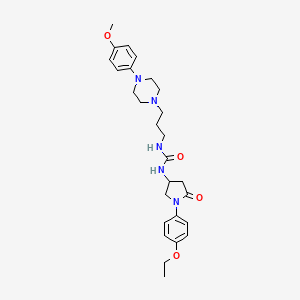 molecular formula C27H37N5O4 B2577301 1-(1-(4-Ethoxyphenyl)-5-oxopyrrolidin-3-yl)-3-(3-(4-(4-methoxyphenyl)piperazin-1-yl)propyl)urea CAS No. 894020-35-0