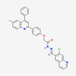 molecular formula C34H25ClN4O2 B2577304 (E)-N'-((7-chloroquinolin-6-yl)methylene)-2-(4-(6-methyl-4-phenylquinolin-2-yl)phenoxy)acetohydrazide CAS No. 392327-89-8