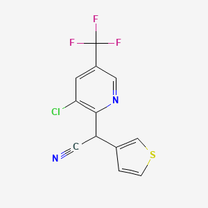 molecular formula C12H6ClF3N2S B2577305 2-[3-Chloro-5-(trifluoromethyl)-2-pyridinyl]-2-(3-thienyl)acetonitrile CAS No. 338407-26-4