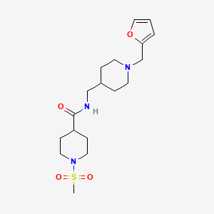 molecular formula C18H29N3O4S B2577306 N-((1-(呋喃-2-基甲基)哌啶-4-基)甲基)-1-(甲基磺酰基)哌啶-4-甲酰胺 CAS No. 1210333-15-5