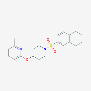 molecular formula C21H26N2O3S B2577319 2-Methyl-6-((1-((5,6,7,8-tetrahydronaphthalen-2-yl)sulfonyl)piperidin-4-yl)oxy)pyridine CAS No. 1797147-54-6