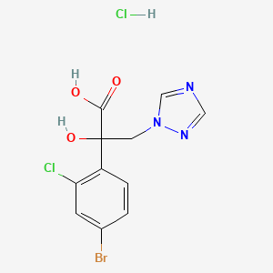 molecular formula C11H10BrCl2N3O3 B2577328 2-(4-bromo-2-chlorophenyl)-2-hydroxy-3-(1H-1,2,4-triazol-1-yl)propanoic acid hydrochloride CAS No. 85792-59-2