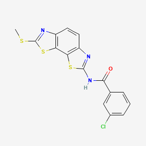molecular formula C16H10ClN3OS3 B2577332 3-chloro-N-(2-methylsulfanyl-[1,3]thiazolo[4,5-g][1,3]benzothiazol-7-yl)benzamide CAS No. 477503-25-6