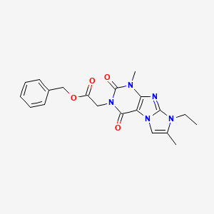 molecular formula C20H21N5O4 B2577335 benzyl 2-(8-ethyl-1,7-dimethyl-2,4-dioxo-1H-imidazo[2,1-f]purin-3(2H,4H,8H)-yl)acetate CAS No. 887462-67-1