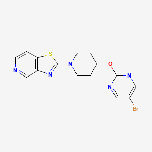 molecular formula C15H14BrN5OS B2577337 2-[4-(5-Bromopyrimidin-2-yl)oxypiperidin-1-yl]-[1,3]thiazolo[4,5-c]pyridine CAS No. 2415510-76-6