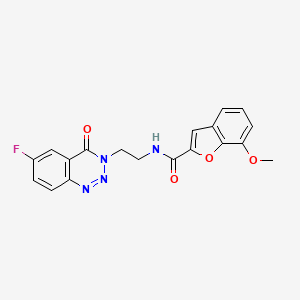 molecular formula C19H15FN4O4 B2577339 N-(2-(6-fluoro-4-oxobenzo[d][1,2,3]triazin-3(4H)-yl)ethyl)-7-methoxybenzofuran-2-carboxamide CAS No. 1903164-71-5