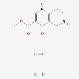 molecular formula C10H14Cl2N2O3 B2577340 4-羟基-5,6,7,8-四氢-1,6-萘啶-3-羧酸甲酯二盐酸盐 CAS No. 2193065-21-1