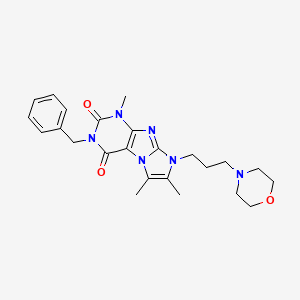 molecular formula C24H30N6O3 B2577351 3-benzyl-1,6,7-trimethyl-8-(3-morpholinopropyl)-1H-imidazo[2,1-f]purine-2,4(3H,8H)-dione CAS No. 921063-66-3
