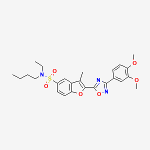 molecular formula C25H29N3O6S B2577355 N-butyl-2-[3-(3,4-dimethoxyphenyl)-1,2,4-oxadiazol-5-yl]-N-ethyl-3-methyl-1-benzofuran-5-sulfonamide CAS No. 1207024-96-1