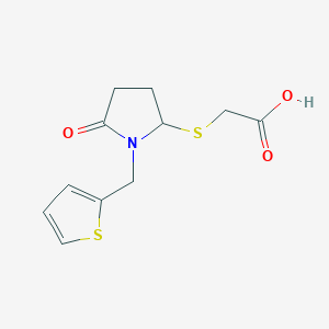 molecular formula C11H13NO3S2 B257736 {[5-Oxo-1-(2-thienylmethyl)-2-pyrrolidinyl]sulfanyl}acetic acid 