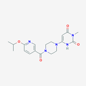 molecular formula C18H23N5O4 B2577362 6-(4-(6-异丙氧基烟酰)哌嗪-1-基)-3-甲基嘧啶-2,4(1H,3H)-二酮 CAS No. 2309554-66-1